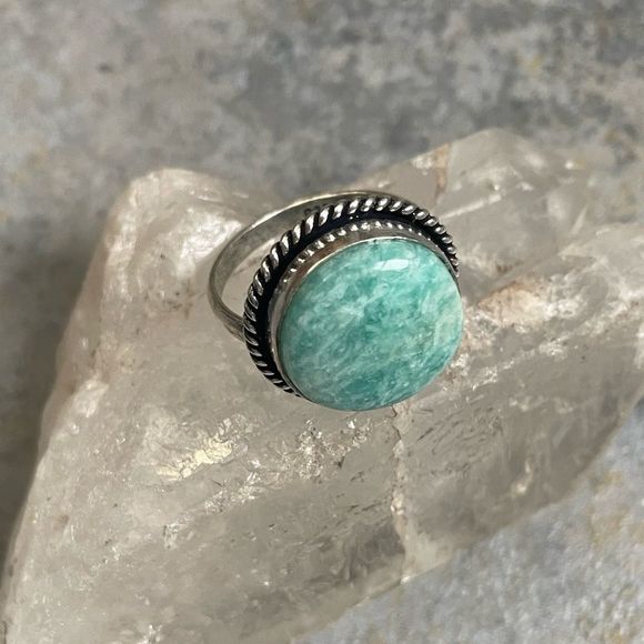 Amazonite Sterling Plated Ring 10.5